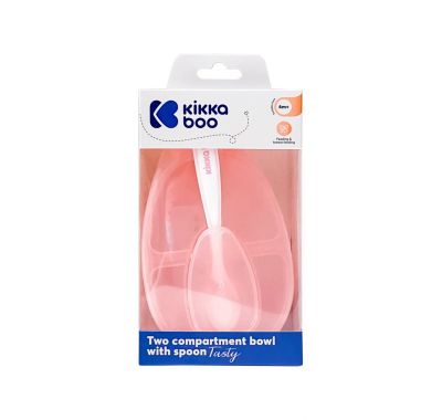 Μπολ 2 διαμερισμάτων Kikka Boo με κουτάλι Kikka Boo Tasty Pink στο Bebe Maison