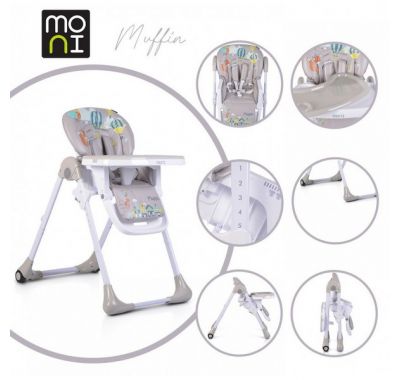 Καρεκλάκι φαγητού Cangaroo Muffin γκρι στο Bebe Maison