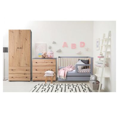 Δίφυλλη ντουλάπα Klups Pauline graphite oak στο Bebe Maison