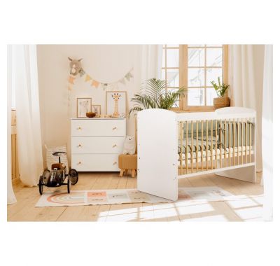 Βρεφικό κρεβάτι καναπές Klups Karolina II λευκό - φυσικό 120*60cm στο Bebe Maison