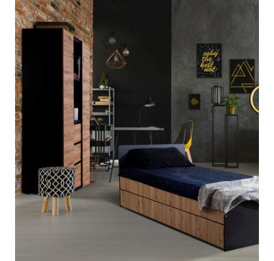 Βρεφική τρίφυλλη ντουλάπα Klups Dalia καφέ- μαύρο 120x50x183 στο Bebe Maison