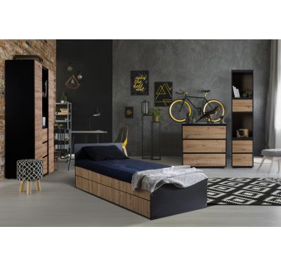 Παιδικό κρεβάτι Klups Dalia white με συρόμενο συρτάρι καφέ/μαύρο 200*90 στο Bebe Maison