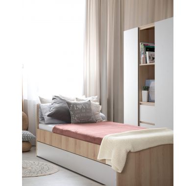 Παιδικό κρεβάτι Klups Dalia white με συρόμενο συρτάρι φυσικό/ γκρι ανοιχτό 200*90 στο Bebe Maison