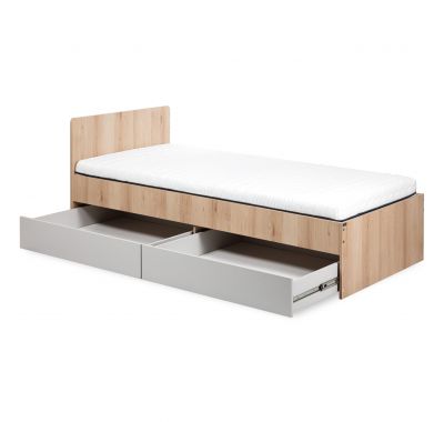 Παιδικό κρεβάτι Klups Dalia white με συρόμενο συρτάρι φυσικό/ γκρι ανοιχτό 200*90 στο Bebe Maison