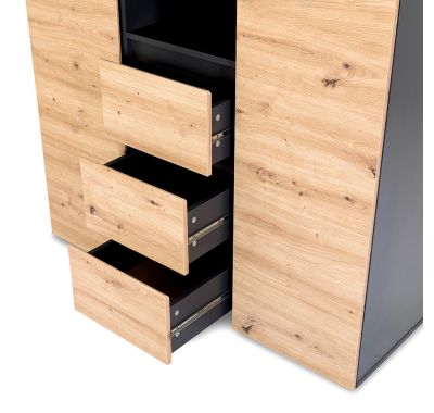 Βρεφική τρίφυλλη ντουλάπα Klups Dalia καφέ- μαύρο 120x50x183 στο Bebe Maison