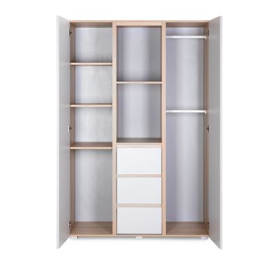 Βρεφική τρίφυλλη ντουλάπα Klups Dalia φυσικό-ανοιχτό γκρι 120x50x183 στο Bebe Maison