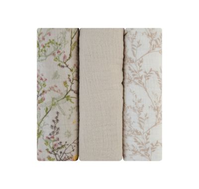 Πάνες αγκαλιάς 3 τμχ από μουσελίνα 75x75 KikkaBoo Secret Garden Beige στο Bebe Maison