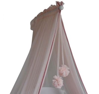 Κουνουπιέρα κρεβατιού Bebe Stars με pom-pom pink στο Bebe Maison
