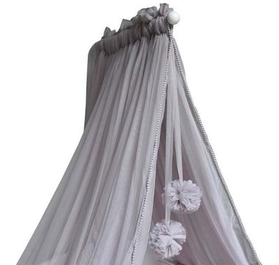 Κουνουπιέρα κρεβατιού Bebe Stars με pom-pom grey στο Bebe Maison