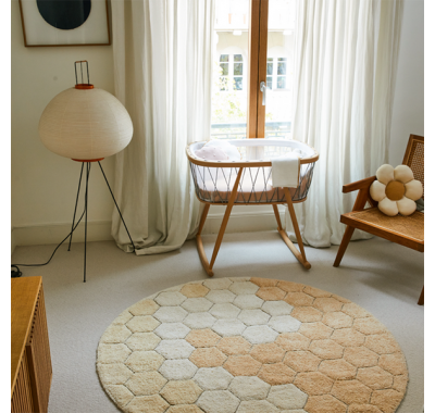 Χαλί δωματίου στρόγγυλο Lorena Canals Round Honeycomb Golden 140 εκ. στο Bebe Maison