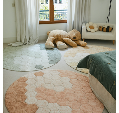 Χαλί δωματίου στρόγγυλο Lorena Canals Round Honeycomb Rose 140 εκ. στο Bebe Maison