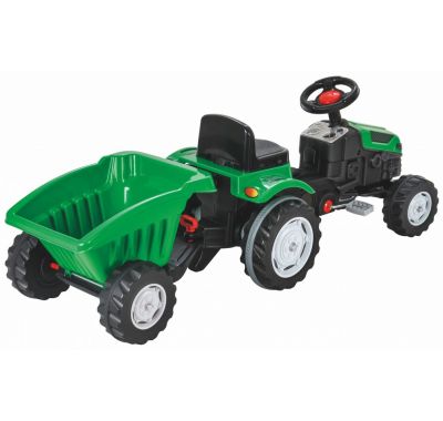 Ποδοκίνητο παιδικό τρακτέρ με τρέιλορ Moni Tractor green στο Bebe Maison