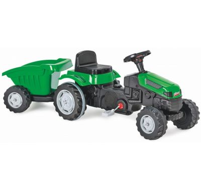 Ποδοκίνητο παιδικό τρακτέρ με τρέιλορ Moni Tractor green στο Bebe Maison