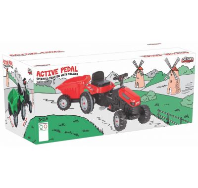 Ποδοκίνητο παιδικό τρακτέρ με τρέιλορ Moni Tractor green στο Bebe Maison