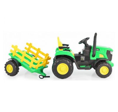 Ηλεκτροκίνητo παδικό τρακτέρ με τρέιλορ Moni Rancher green στο Bebe Maison
