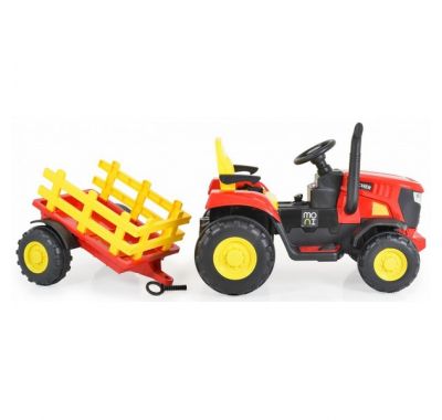 Ηλεκτροκίνητo παδικό τρακτέρ με τρέιλορ Moni Rancher red στο Bebe Maison