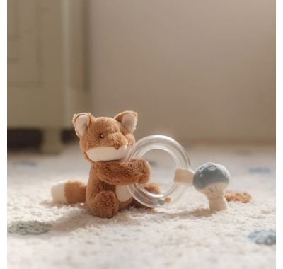 Υφασμάτινη κουδουνίστρα αλεπού Little Dutch με κρίκο Forest Friends GRS στο Bebe Maison