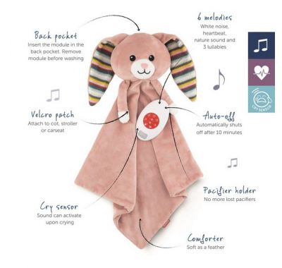 Λαγουδάκι ύπνου κουβερτάκι αγκαλιάς με συσκευή λευκών ήχων & μελωδίες Zazu Becky στο Bebe Maison