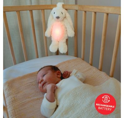 Επαναφορτιζόμενο βοήθημα ύπνου με αισθητήρα κλάματος & Φως Λευκό ZAZU RO Rabbit Λαγουδάκι στο Bebe Maison