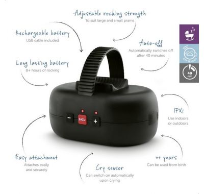 Επαναφορτιζόμενη συσκευή αυτόματης δόνησης για καρότσι Zazu Robby Rocker στο Bebe Maison