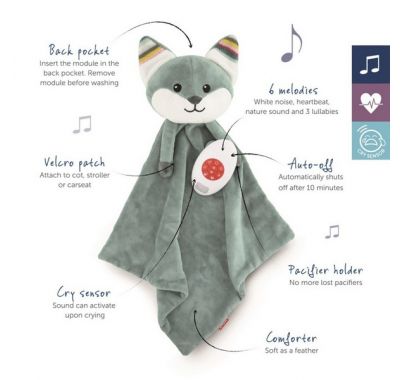 Λαγουδάκι ύπνου κουβερτάκι αγκαλιάς με συσκευή λευκών ήχων & μελωδίες Zazu Felix στο Bebe Maison