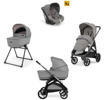 Πολυκαρότσι 3 σε 1 Inglesina Aptica Quattro Platinum Grey με σκελετό Litio Black στο Bebe Maison