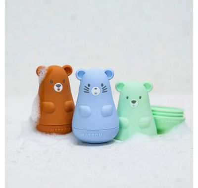 Σετ παιχνίδια μπάνιου από σιλικόνη Nattou πορτοκαλί/μπλε/μέντα στο Bebe Maison