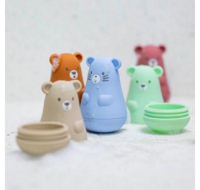 Σετ παιχνίδια μπάνιου από σιλικόνη Nattou πορτοκαλί/μπλε/μέντα στο Bebe Maison