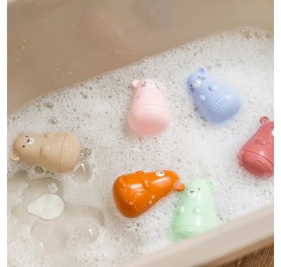 Σετ παιχνίδια μπάνιου από σιλικόνη Nattou πορτοκαλί/μπλε/μέντα στο Bebe Maison