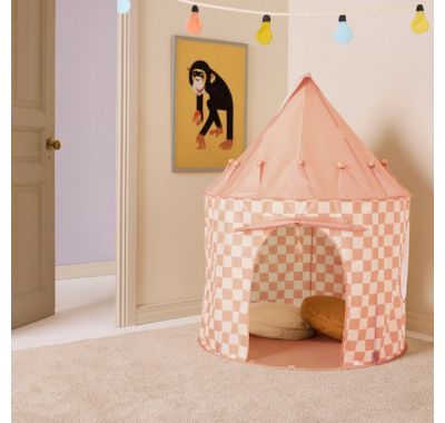 Σκηνή παιχνιδιού Kids Concept Star ροδακινί καρό στο Bebe Maison