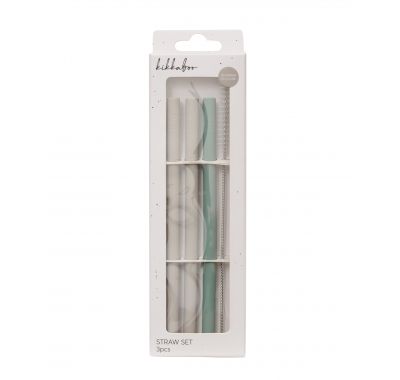 Σετ καλαμάκια Kikka Boo Platinum Silicone Sage 3τμχ στο Bebe Maison