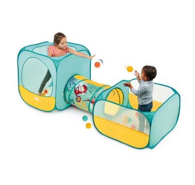 Κύβος-σκηνή παιχνιδιού pop-up Ludi με τούνελ και 30 μπαλάκια "Ζούγκλα" στο Bebe Maison