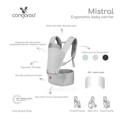 Μάρσιπος Cangaroo Mistral gray στο Bebe Maison