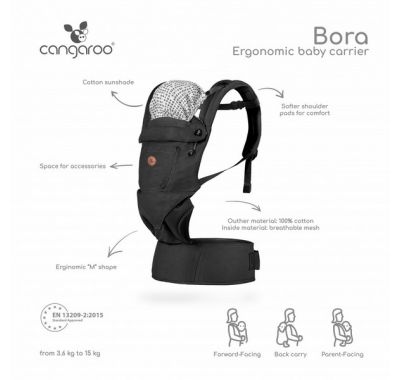 Μάρσιπος Cangaroo Bora black στο Bebe Maison