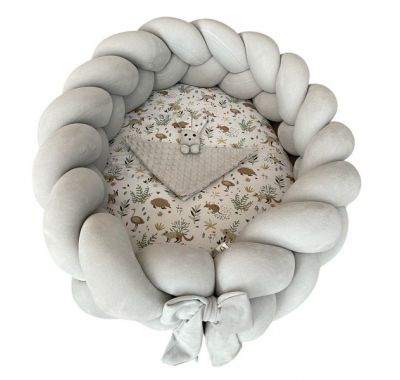 Βρεφική φωλιά με αποσπώμενη πλεξούδα προστασίας 2,4 μ Catriss Grey Whisper στο Bebe Maison