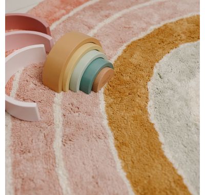 Χαλί δωματίου Little Dutch Rainbow Pink με υπόστρωμα latex 80x130 στο Bebe Maison