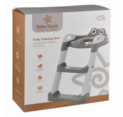 Κάθισμα τουαλέτας Bebe Stars  με σκαλοπάτια Frog Grey στο Bebe Maison