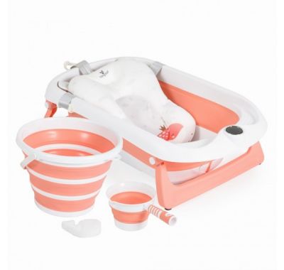 Σετ βρεφικής μπανιέρας Cangaroo Balena Pink με πτυσσόμενη μπανιέρα στο Bebe Maison