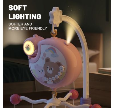 Μουσικό κρεβατιού Bebe Stars με φως Cartoon Bear Pink στο Bebe Maison
