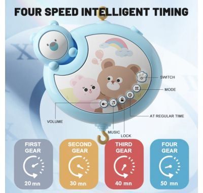 Μουσικό κρεβατιού Bebe Stars με φως Cartoon Bear Pink στο Bebe Maison