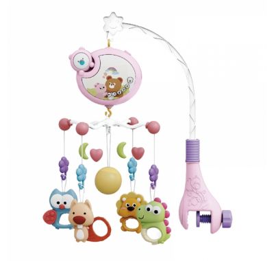 Μουσικό κρεβατιού Bebe Stars με φως Cartoon Bear Pink στο Bebe Maison