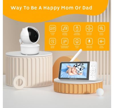 Ενδοεπικοινωνία με περιστρεφόμενη κάμερα & W-Fi Bebe Stars 5″ 9507 στο Bebe Maison