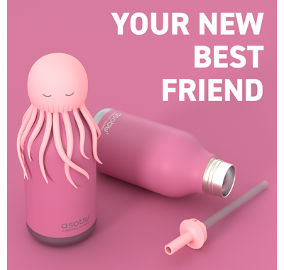 Ανοξείδωτο παιδικό παγουράκι με καλαμάκι 475ml Asobu Bestie Bottle Jelly fish στο Bebe Maison