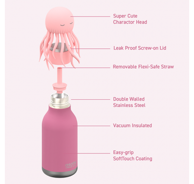 Ανοξείδωτο παιδικό παγουράκι με καλαμάκι 475ml Asobu Bestie Bottle Jelly fish στο Bebe Maison