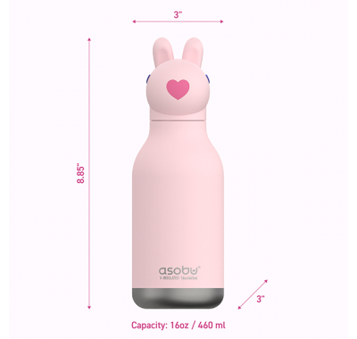 Ανοξείδωτο παιδικό παγουράκι με καλαμάκι 475ml Asobu Bestie Bottle Bunny στο Bebe Maison