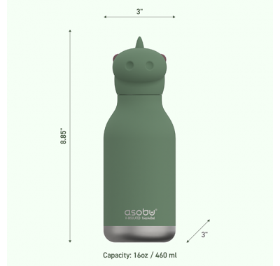 Ανοξείδωτο παιδικό παγουράκι με καλαμάκι 475ml Asobu Bestie Bottle Dinosaur στο Bebe Maison