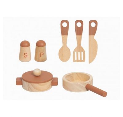 Ξύλινη κουζίνα Tooky Toy με 8 αξεσουάρ στο Bebe Maison