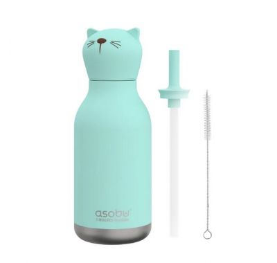 Ανοξείδωτο παιδικό παγουράκι με καλαμάκι 475ml Asobu Bestie Bottle Cat στο Bebe Maison