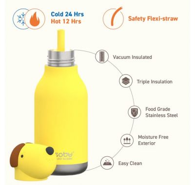 Ανοξείδωτο παιδικό παγουράκι με καλαμάκι 475ml Asobu Bestie Bottle Dog στο Bebe Maison