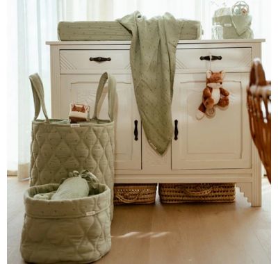 Καλάθι αλλαξιέρας  Little Dutch καπιτονέ μικρό Pure Sage στο Bebe Maison